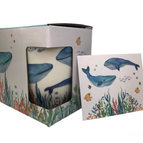 Taza colección Océano, caja tarjeta regalo frases Ballena
