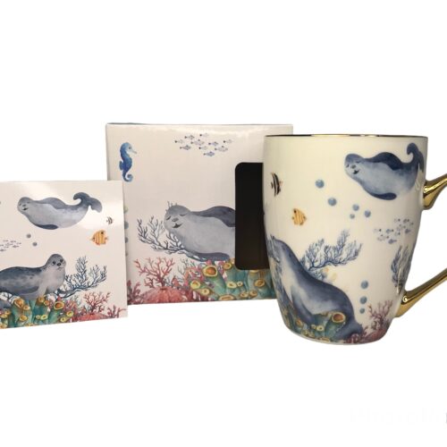 Taza colección Océano, caja tarjeta regalo frases Lobo