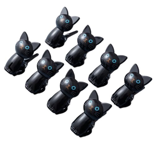 Broche Pinza Gato Gatito Sentado Color Negro X 8 unidades