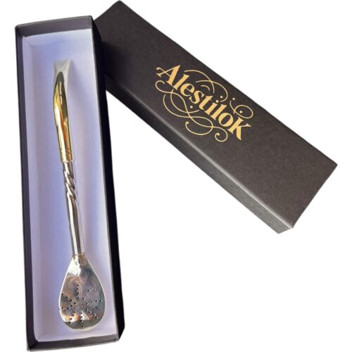 Bombilla Pico de Loro Artesanal 100% Alpaca con pico de Bronce cincelada caja regalo