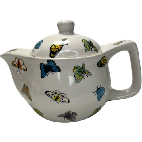 Tetera de porcelana 380cc con infusor de acero inoxidable Mariposa