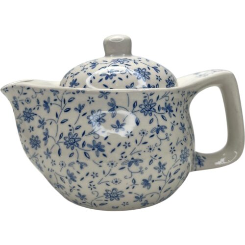 Tetera de Porcelana 380cc con infusor de acero inoxidable Flor Celeste