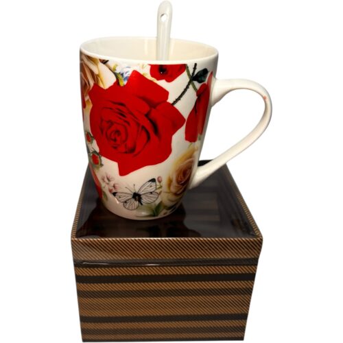 Taza con caja de regalo y cuchara Día de la Madre cumpleaños felicitaciones