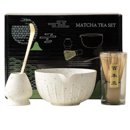 Set X 4 Piezas Ceremonial Te Matcha Con Chawan Blanco